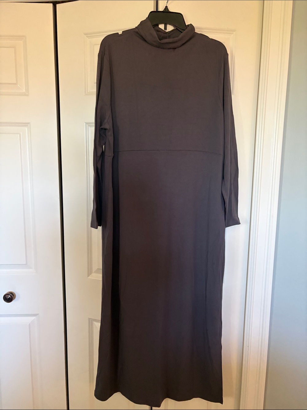 Women with Control Long Sleeve Turtleneck Dress in Charcoal Gray